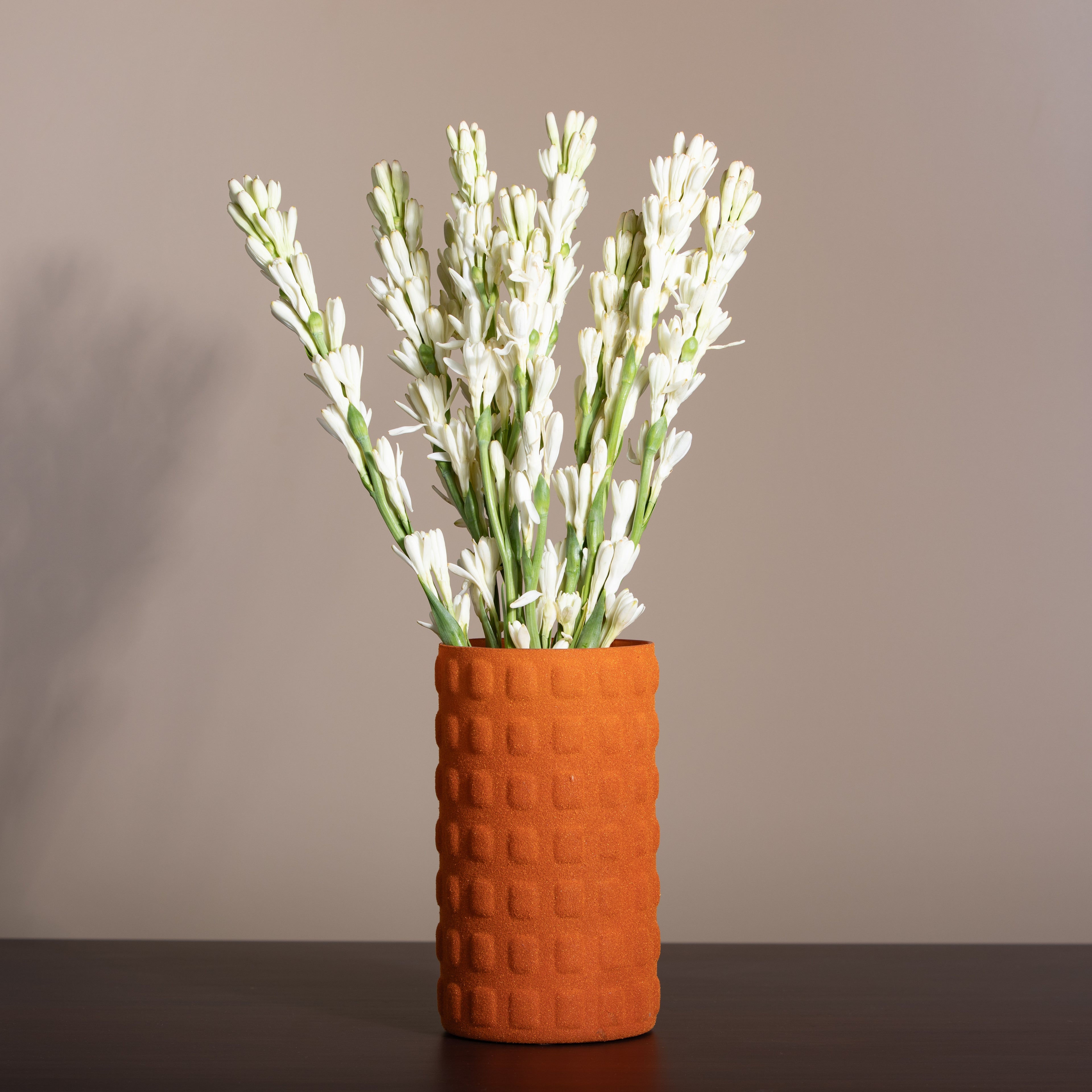 Checkerd Velvet Rust  Vase