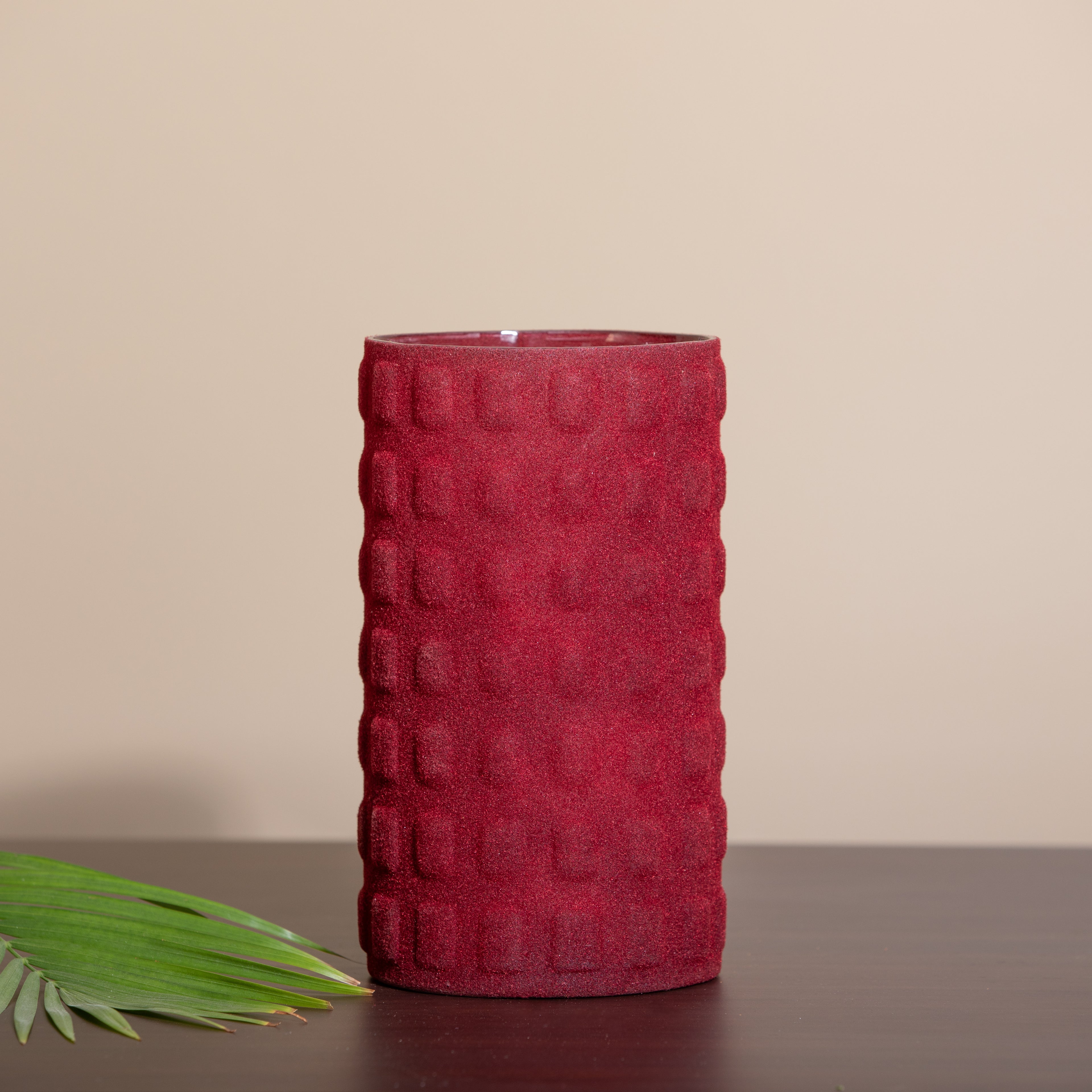 Checkerd Velvet Plum Vase